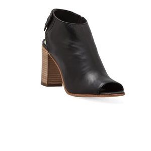 Crown Vintage Black leather peep toe heel bootie